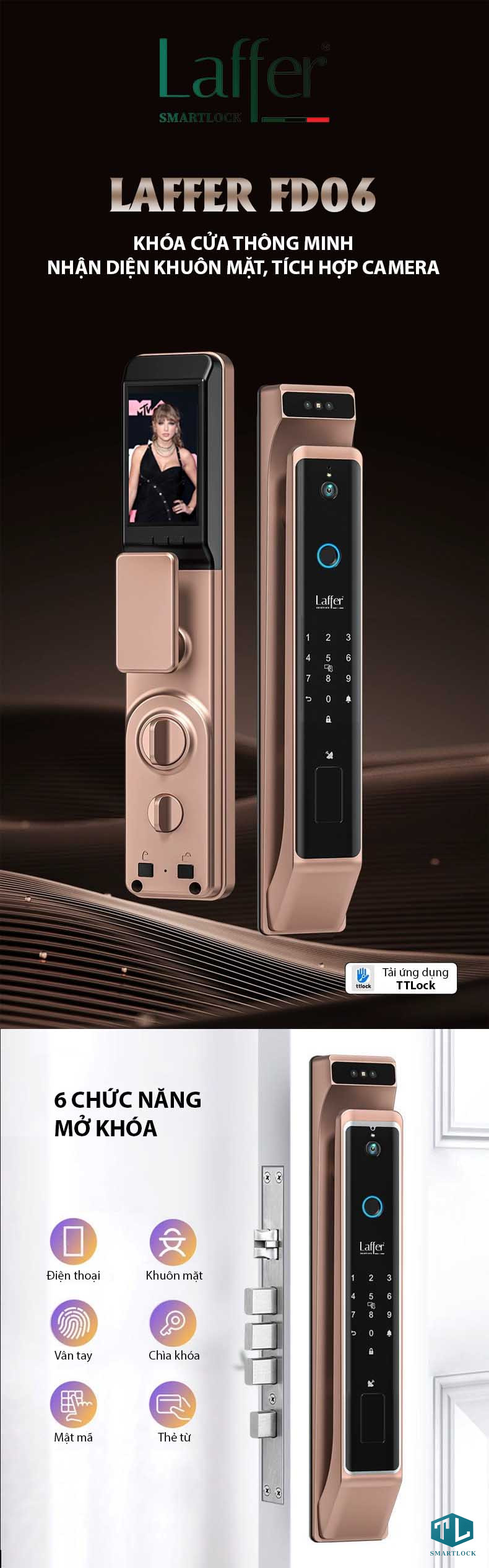 Khóa Thông Minh Laffer FD06 Nhận Diện Gương Mặt 3D, Tích Hợp Camera 8 Khóa Thông Minh Laffer FD06 Nhận Diện Gương Mặt 3D, Tích Hợp Camera