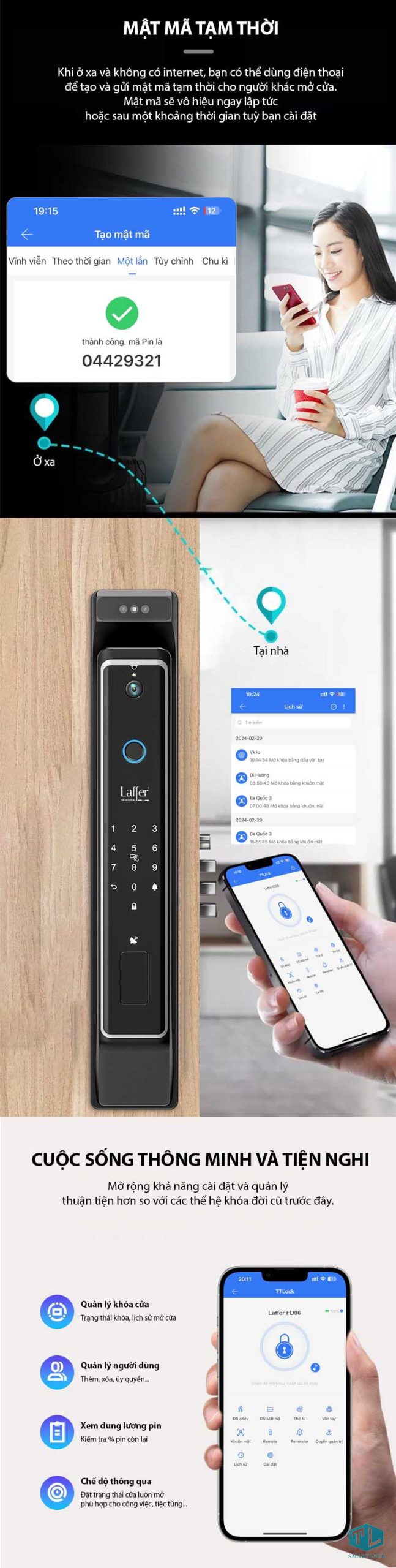Khóa Thông Minh Laffer FD06 Nhận Diện Gương Mặt 3D, Tích Hợp Camera 14 Khóa Thông Minh Laffer FD06 Nhận Diện Gương Mặt 3D, Tích Hợp Camera