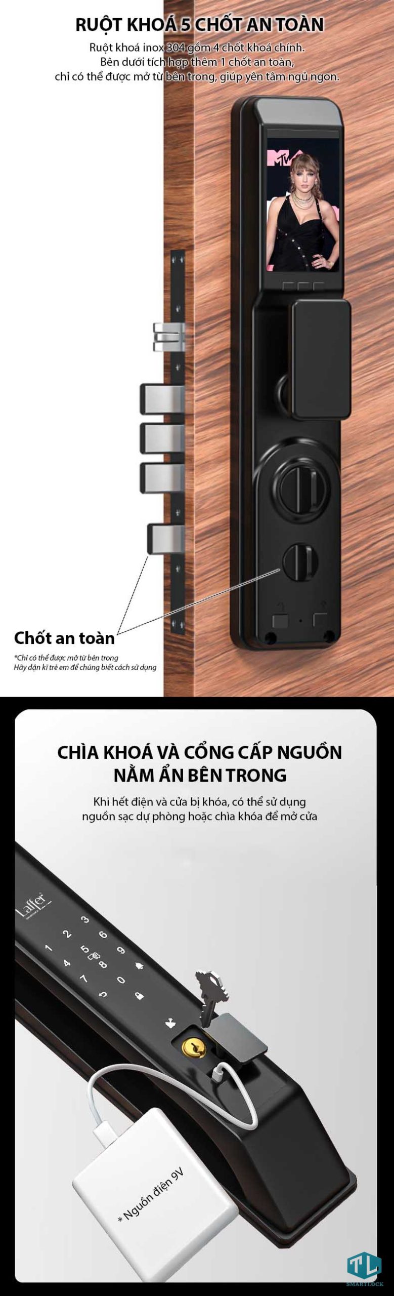 Khóa Thông Minh Laffer FD06 Nhận Diện Gương Mặt 3D, Tích Hợp Camera 7 Khóa Thông Minh Laffer FD06 Nhận Diện Gương Mặt 3D, Tích Hợp Camera