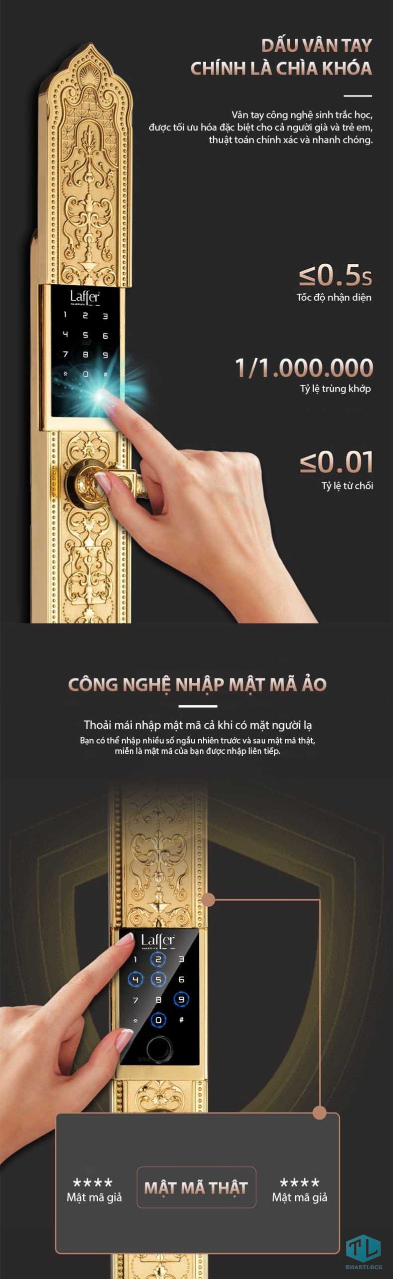 Khóa vân tay cửa đại sảnh Laffer WB08 chính hãng tại Việt Nam