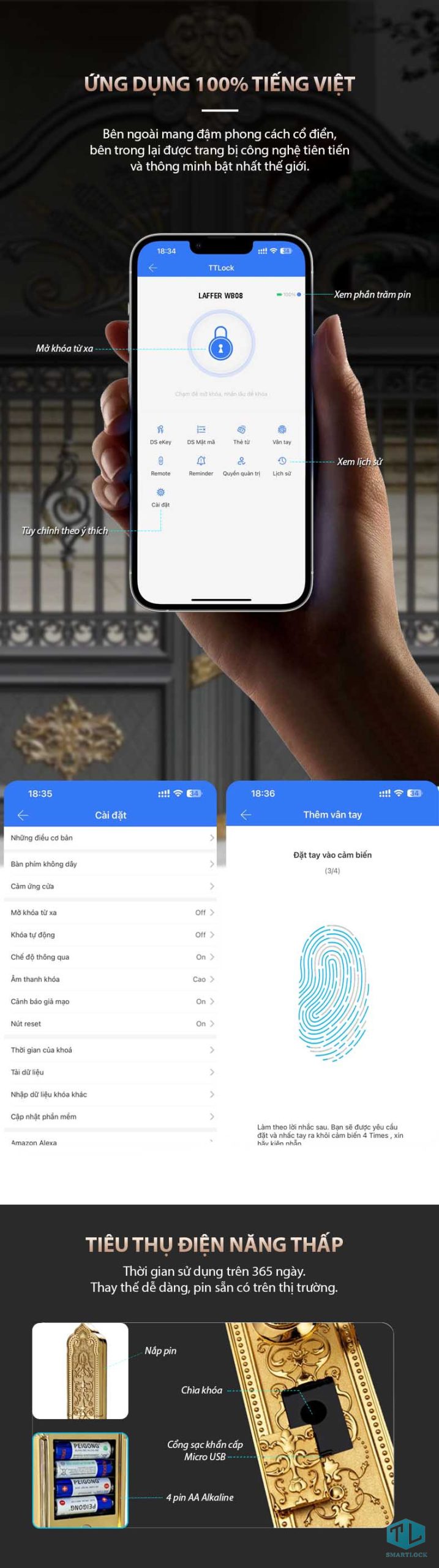 Khóa vân tay cửa đại sảnh Laffer WB08 chính hãng tại Việt Nam