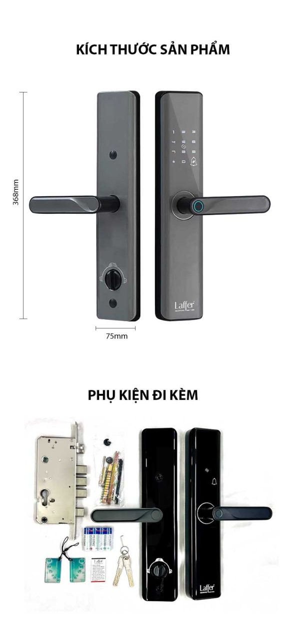 Khóa vân tay cửa gỗ Laffer LC08 chính hãng bảo hành 36 tháng