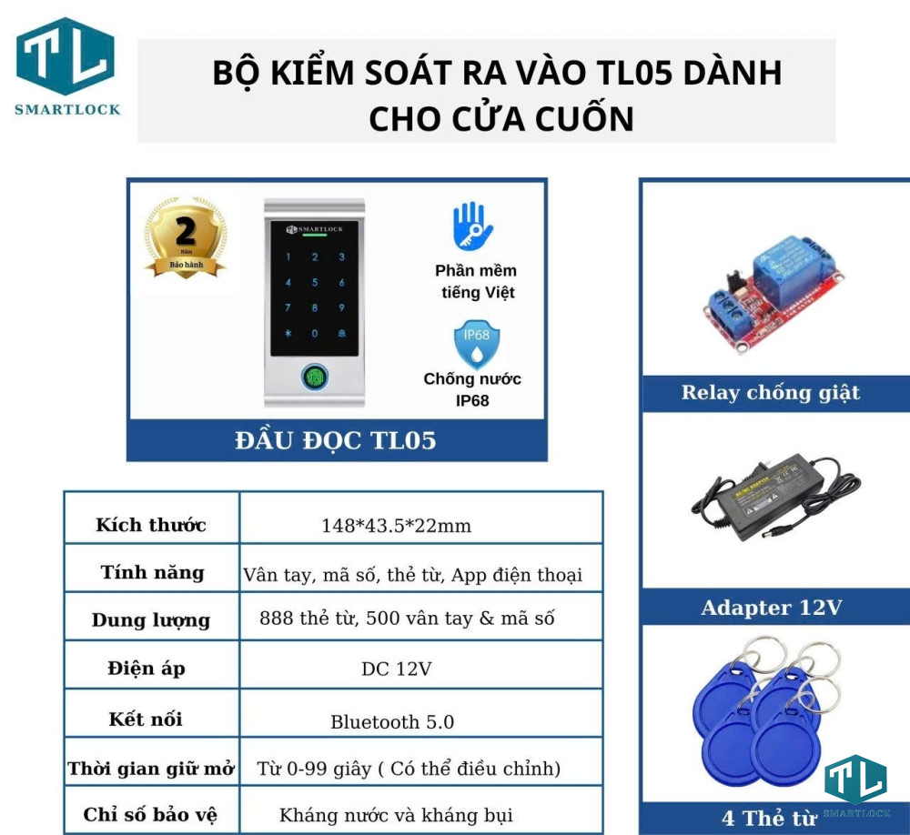 BỘ KHÓA VÂN TAY CỬA CUỐN KIỂM SOÁT RA VÀO