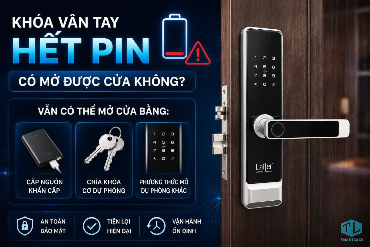 Khóa Vân Tay Hết Pin Có Mở Được Không? 5 Cách Xử Lý Nhanh 1 Hướng dẫn mở cửa khi khóa vân tay hết pin