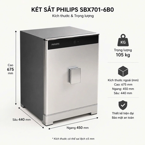 Két Sắt Thông Minh Philips SBX701-6B0 105kg 11 Két sắt thông minh Philips SBX701-6B0 chính hãng