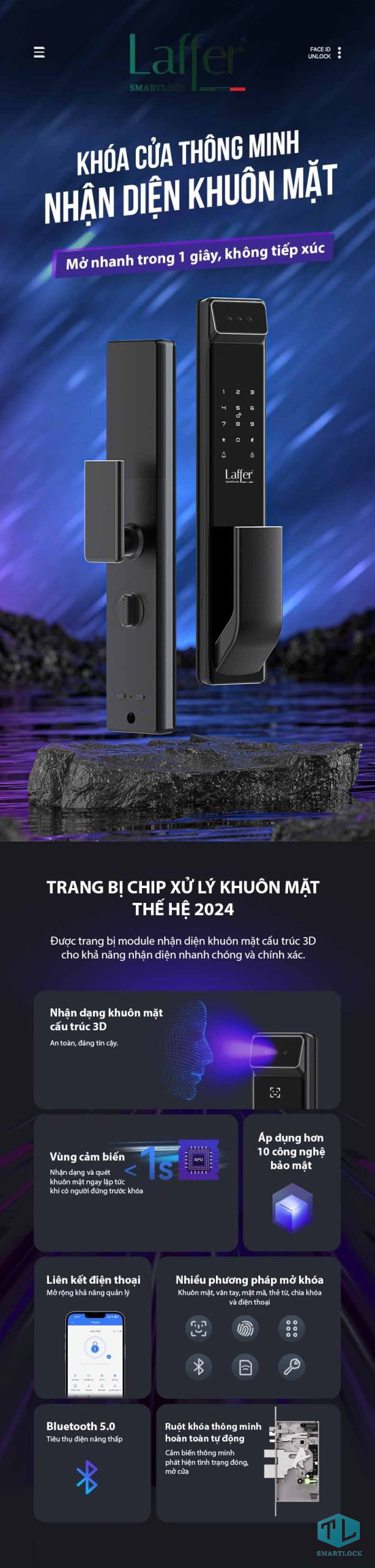 Khóa Thông Minh Laffer FD02 Nhận Diện Khuôn Mặt 3D Cao Cấp 10 Khóa Thông Minh Laffer FD02 Nhận Diện Khuôn Mặt 3D Cao Cấp