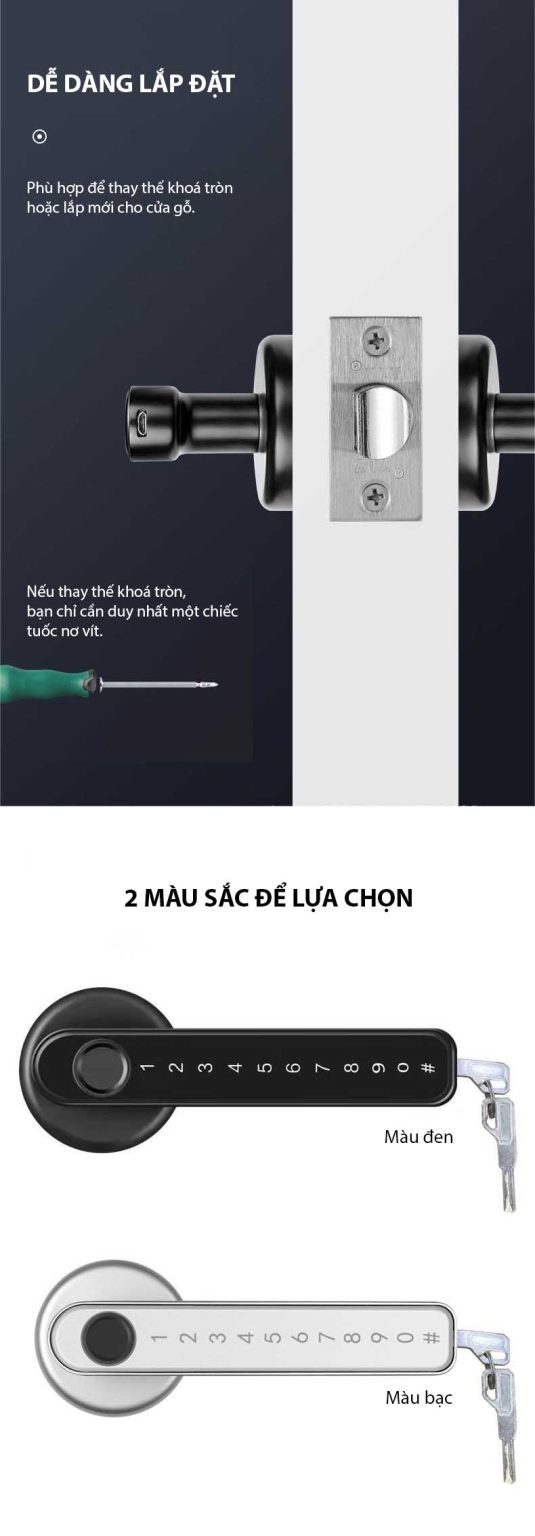 Khóa Vân Tay Cửa Gỗ Laffer T09 12 khoa van tay cua go Laffer T09 cho phong ngu 6