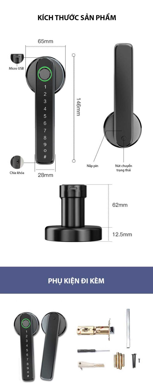 Khóa Vân Tay Cửa Gỗ Laffer T09 6 Khóa vân tay cửa gỗ Laffer T09
