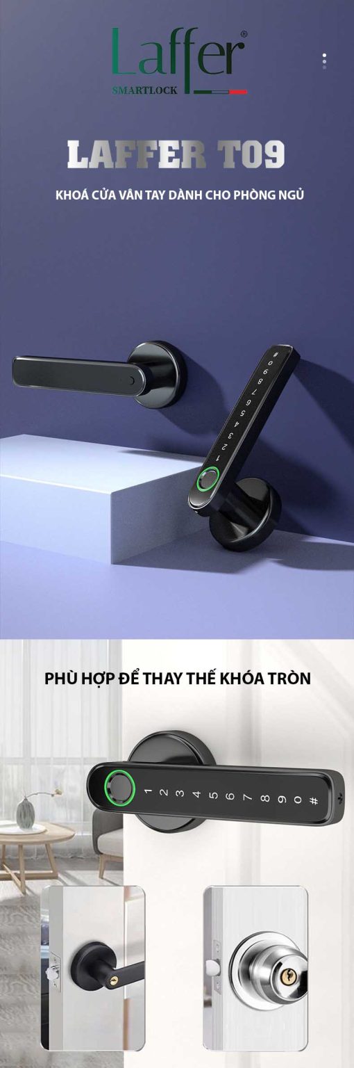 Khóa Vân Tay Cửa Gỗ Laffer T09 7 khoa van tay cua go Laffer T09 cho phong ngu