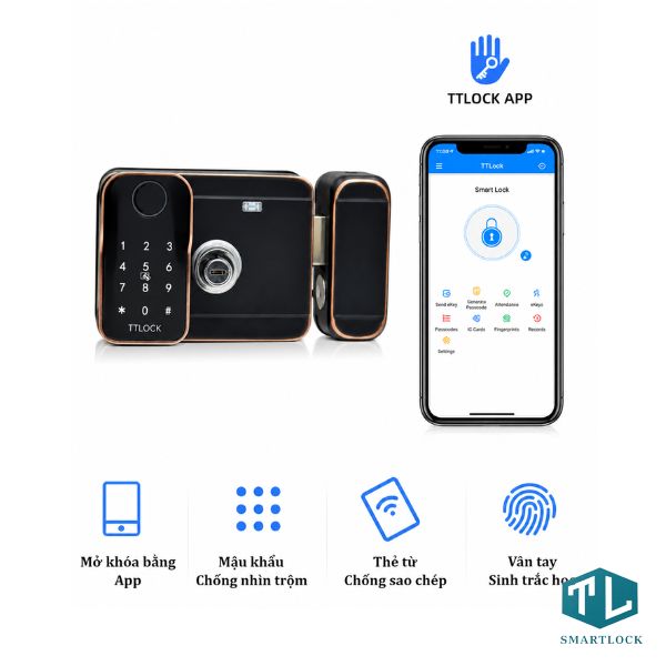 Khóa Vân Tay Cửa Cổng Với 7 Tiêu Chí Chọn Khóa Bền Đẹp, An Toàn 3 Ứng dụng TTLock hỗ trợ quản lý người dùng và lịch sử mở cửa ngay trên điện thoại